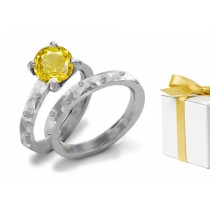 Yellow Sapphire Heart Diamond Designer Engagement Ring 