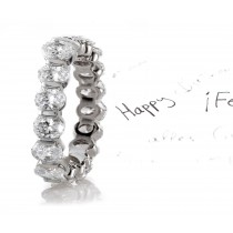 Endlessly Fascinating: Sensous Play of Light - Oval Diamond Bar Set Eternity Ring Glistens & Glows in 14k White Gold