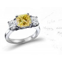 Yellow Diamond Three Stone Ring