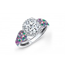 Made To Order Rings Featuring Delicate French Halo Pave Diamonds & Multi-Colored Gemstones