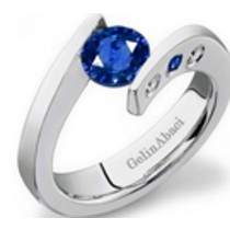 Designer Round Blue Sapphire Gemstone Diamond Tension Set Engagement Rings