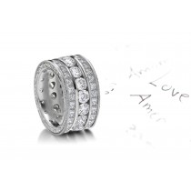 Magnificent: Stacked Trio of Round & Princess Cut Diamond Wedding Bands