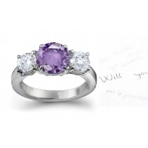 Elegant: Very Popular Purple Sapphire & Diamond Designer Engagement Ring