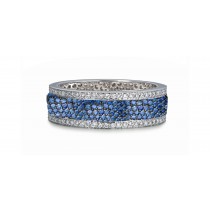 Shop Fine Quality Made To Order Round pave Set Diamond & Blue Sapphire Eternity Style Wedding & Anniversary Rings