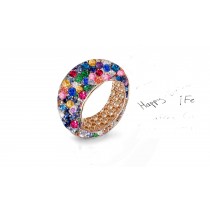 Fabulous Multi-Colored Diamonds & Precious Stones Eternity Band Rings