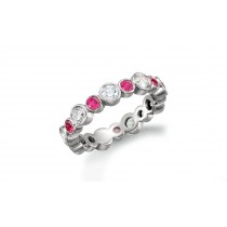 Precision Set Bezel Set Round Diamond & Pink Sapphire Eternity Band Rings