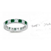 Eternity Band Ring Square Diamond & Emerald Ring