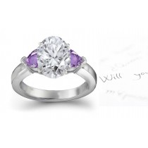 Lively Heart Purple Sapphire Diamond Engagement Ring