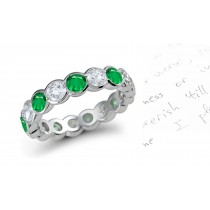 Half Bezel Set Emerald & Diamond Eternity Band