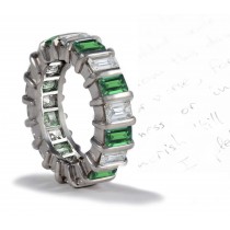 "Vibrant" Emerald Cut Diamond & Emerald Cut Emerald Eternity Band