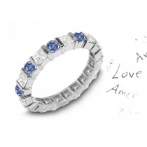 Premier Colored Diamonds Designer Collection - Blue Colored Diamonds & White Diamonds Fancy Blue Diamond Eternity Rings