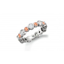 Precision Set Bezel Set Round Diamond & Orange Sapphire Eternity Band Rings