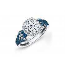 Made To Order Rings Featuring Delicate French Halo Pave Diamonds & Vivid Blue Sapphires