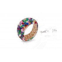 Fabulous Multi-Colored Diamonds & Precious Stones Eternity Band Rings