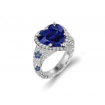 Delicate French Micro Pave Halo Rings Collection Featuring Vibrant Rainbow Colored Sapphires & Diamonds