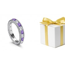 Purple Sapphire & Diamond Eternity Bands