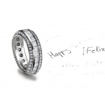 Full Circle of Love: 6 mm Wide Platinum Band Enshrined with Asscher Cut Diamonds Embraced by 2 Rows of Diamonds