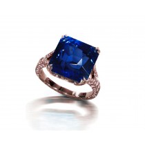 Most Popular Ring with Blue Sapphire & Pave Set Pink Sapphires in Gold or Platinum