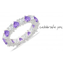 Very Popular Purple Sapphire Hearts & Diamond Hearts Eternity Rings