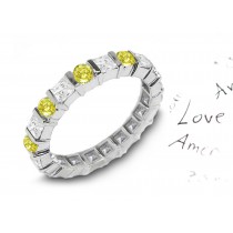 Premier Colored Diamonds Designer Collection - Yellow Colored Diamonds & White Diamonds Fancy Yellow Diamond Eternity Rings