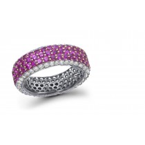 Purple Sapphire & Diamond Eternity Wedding Band