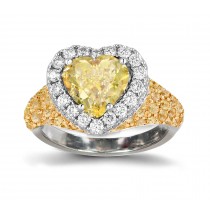 New Ring with Heart Sapphire & Pave Set Diamonds & Sapphires in Gold or Platinum Free Shipping