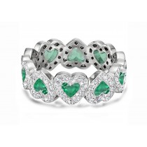 Buy High Quality Custom Manufactured Heart Shaped Halo Micro Diamond Eternity Wedding & Anniversary Bands