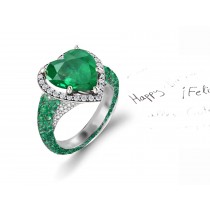 Shop Fine Quality Made To Order Halo pave Diamond & Emerald Eternity Style Engagement Rings