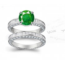 Best & Choicest Jewels: May Birthstone Gifts Channel Set Haloed Emeralds & Diamonds Ring in 14k White Gold & Platinum