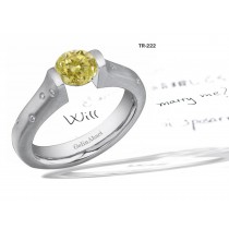 Contemporary High Quality Designer Yellow Colored Diamond Tension Set Engagement Rings