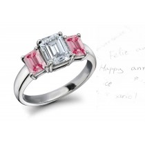 Premier Colored Diamonds Designer Collection - Pink Colored Diamonds & White Diamonds Fancy Diamond Three Stone Engagement Rings