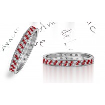 Brilliant Characterization Micropavee Ruby Diamond Eternity Band in Gold