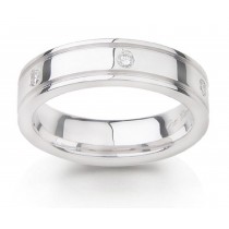 Mens Diamond Anniversary Burnish Set Ring in Platinum & Gold