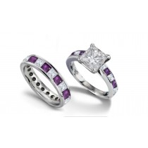 Diamond & Sapphire Engagement & Wedding Rings