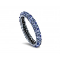 High Quality French pavee Multi-Colored Sapphire & Brilliant-Cut Round Diamond Stackable Eternity Rings & Bands