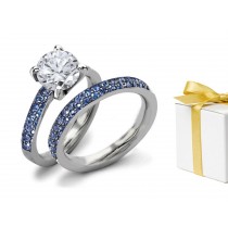 Sapphire Designer Diamond Engagement & Wedding Rings Set