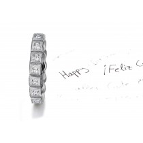 Classic: Princess Cut Diamonds Set in Square Bezels Circling All Around in Polished Platinum Size 6