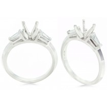 Pre-Set Engagement Diamond Side Accent Platinum Ring. 