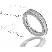 Stars Radiating in the Outer Space: Hand Engraved Diamond Vintage Diamond Eternity Anniversary Ring Size