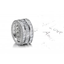 Asscher Cut & Round Diamond Triology Ring
