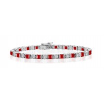 Premier Designer Colored Gemstone Jewelry Collection: New Ruby & Diamond Interlocking Bracelet and Necklace