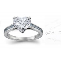 Blue & White Heart Diamond Engagement Ring