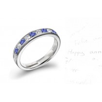 Round Blue Sapphire and Diamond Nine-Stone Men's Ring