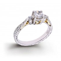 Platinum 14K White Yellow Gold Hand Engraved Filigree. View Engagement Setting