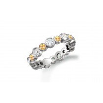 Precision Set Bezel Set Round Diamond & Yellow Sapphire Eternity Band Rings