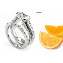 Tension Setting Diamond Wedding & Engagement Ring Set in Platinum