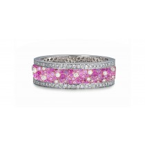 Shop Fine Quality Made To Order Round pave Set Diamond & Pink Sapphire Eternity Style Wedding & Anniversary Rings