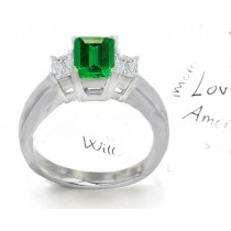 Stunning Emerald Three Stone Rings
