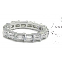 Dreams & Reality: Bar Set Baguette Cut Diamond Eternity Band in Platinum or 14k White Gold Size 6