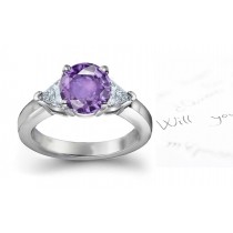 Designer Very Popular Purple Sapphire Diamond Engagement Ring